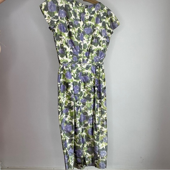 Vintage Green and Purple Floral Sheath Dress - Picture 13 of 15
